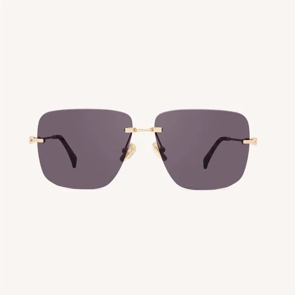 DEZI 2000s Gold and Black Square Rimless Sunglasses display picture 1
